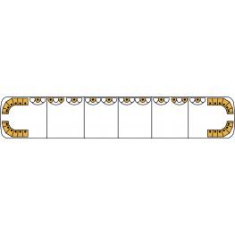 2546809. Aurum, varningssystem med låg profil och bärnstensfärgad LED med tomma moduler i mitten på baksidan. 1 549 mm.
