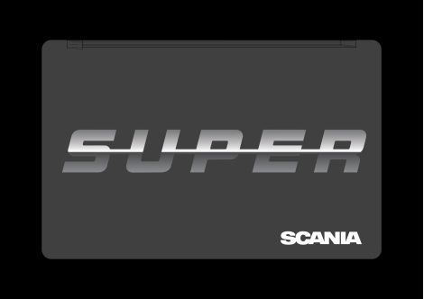 Bakre stänkskydd med Scania SUPER-logotyp.