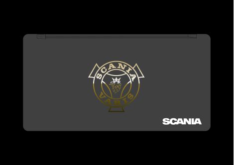Bakre stänkskydd med Scania Vabis-logotyp.