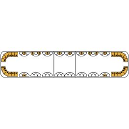 2546807. Aurum, varningssystem med låg profil och bärnstensfärgad LED med tomma moduler i mitten på baksidan. 1 346 mm.