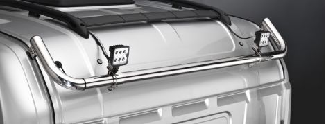 Stainless steel back-mounted roof light bar - Kama - for PRG series, G & R cabs.